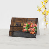 オレンジローズブーケオンブック悔やみや弔慰 カード (黄色い花)