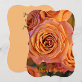 オレンジローズプリティーサンクス フラットノートカード サンキューカード (正面/裏面)