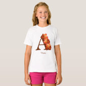 オレンジローズモノグラムイニシャルA 名前入り Tシャツ (正面フル)