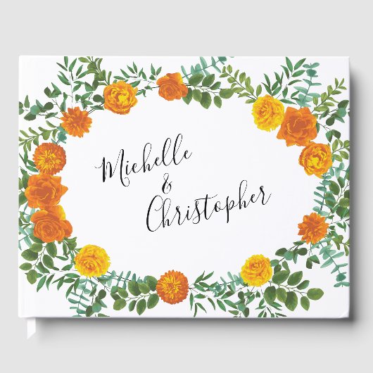 オレンジローズ ウェディング エレガント 美しい ゲストブック (正面)