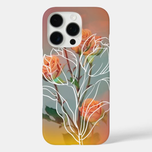 'オレンジローズ＆ラインアート'iPhone 16 Proケース Case-Mate iPhoneケース (裏面)