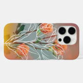 'オレンジローズ＆ラインアート'iPhone 16 Proケース Case-Mate iPhoneケース (裏面 (横))