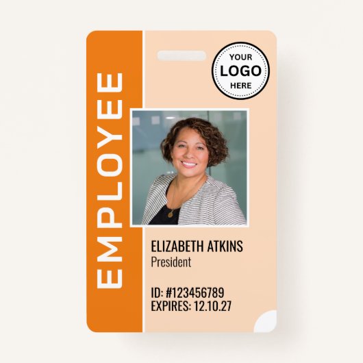 オレンジロ企業のゴ従業員フォトバッジ バッジ (正面)