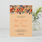 オレンジワイルドフラワーアレンジオ結婚レンジ 招待状 (スタンド正面)