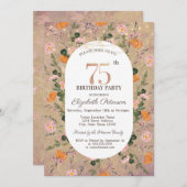 オレンジワイルドフラワーストリングライト75誕生日 招待状 (正面/裏面)