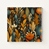 オレンジワイルドフラワーズ&ゴールデンバードモダンフォーク ノートブック (裏面)