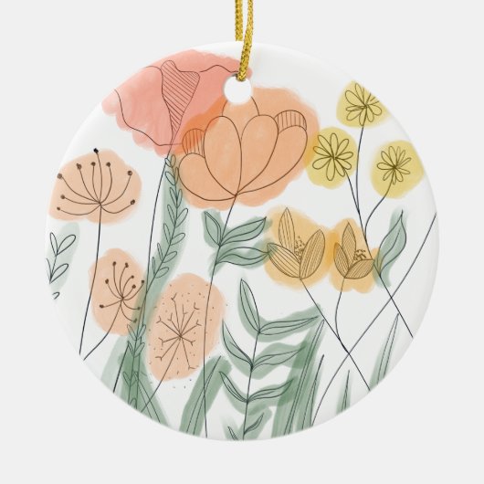 オレンジワイルドフラワー セラミックオーナメント (正面)