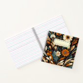 オレンジワイルドフラワー&バード – お洒落フォークアート ノートブック (内部)