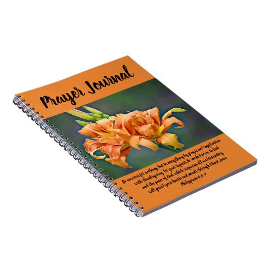 オレンジワスレグサの祈りの言葉ジャーナル ノートブック (右側)