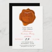 オレンジワックスシールハロウィーンの衣装パーティー 招待状 (正面/裏面)