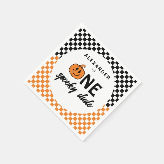 オレンジワン不気味ダドハロウィーン1st誕生日 スタンダードカクテルナプキン (角)