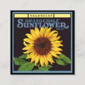 オレンジンデールひまわり ヴィンテージ 果物箱ラベル アート スクエア名刺 (裏面)