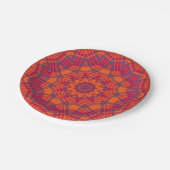 オレンジンパープルプレイド万華鏡のように千変万化するパターン ペーパープレート (アングル)