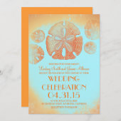 オレンジヴィンテージとドルビーチ結婚式招待状 招待状 (正面/裏面)