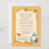 オレンジヴィンテージのフランスのな花嫁のお茶会 招待状 (正面)