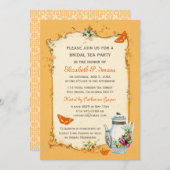 オレンジヴィンテージのフランスのな花嫁のお茶会 招待状 (正面/裏面)