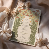 オレンジヴィンテージアールヌーボー結婚フローラ 招待状