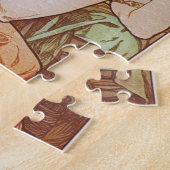 オレンジヴィンテージエレガントアールヌーボーミュシャトパーズ ジグソーパズル (側面)