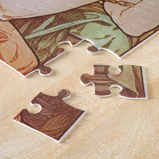 オレンジヴィンテージエレガントアールヌーボーミュシャトパーズ ジグソーパズル (側面)