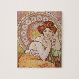 オレンジヴィンテージエレガントアールヌーボーミュシャトパーズ ジグソーパズル