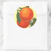 オレンジヴィンテージクラートアートステッカー ラウンドシール (バッグ)