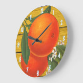 オレンジヴィンテージクレートアートウォールクロック ラージ壁時計 (傾斜)