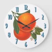 オレンジヴィンテージクレートアートキッチンクロック ラージ壁時計 (正面)
