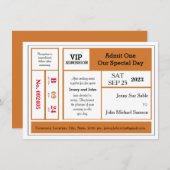 オレンジヴィンテージコンサートチケット結婚式招待状 招待状 (正面/裏面)