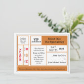 オレンジヴィンテージコンサートチケット結婚式招待状 招待状 (スタンド正面)