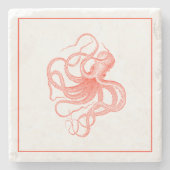 オレンジヴィンテージタコイラストレーション ストーンコースター (正面)