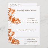 オレンジヴィンテージフラワーRSVP結婚式招待状 招待状 (正面/裏面)