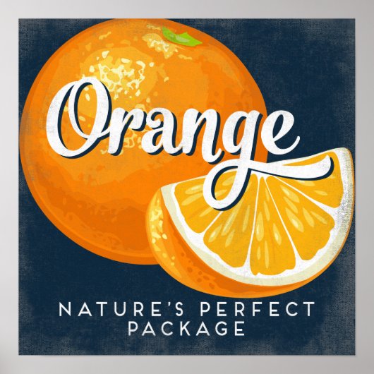オレンジヴィンテージフルーツラベルポスター ポスター (正面)