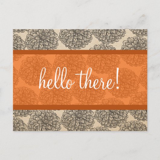 オレンジヴィンテージ《植物》百日草はがき ポストカード (正面)