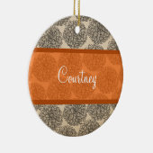 オレンジヴィンテージ《植物》百日草オーナメント セラミックオーナメント (右)