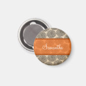 オレンジヴィンテージ《植物》百日草磁石 マグネット (正面/裏面)