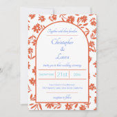 オレンジヴェローナサンセットフラワー結婚ズ 招待状 (正面)