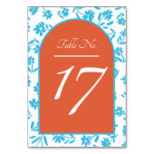 オレンジヴェローナサンセットブルー結婚フラワーズ テーブルナンバー (正面)