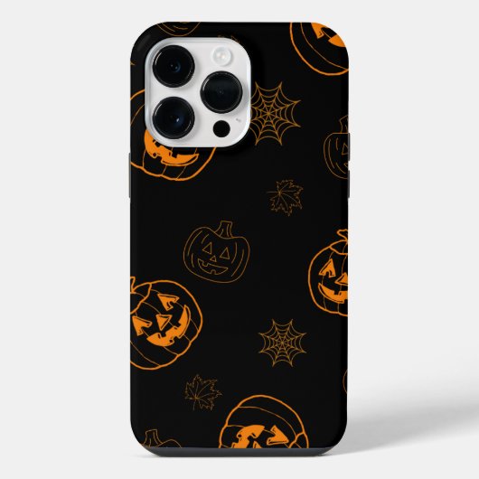オレンジ不気味ハロウィーン iPhoneケース (裏面)
