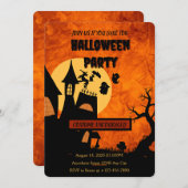 オレンジ不気味ハローウィンパーティ招待状 招待状 (正面/裏面)