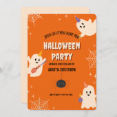 オレンジ不気味ハローウィンパーティ招待状 招待状 (正面/裏面)