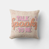 オレンジ不気味色のハロウィーンで話す クッション (正面)