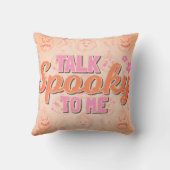 オレンジ不気味色のハロウィーンで話す クッション (裏面)