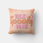 オレンジ不気味色のハロウィーンで話す クッション (正面)