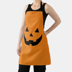オレンジ不気味色ハロウィーンのカボチャのちょうちんカボチャおもしろいハロウィーン エプロン