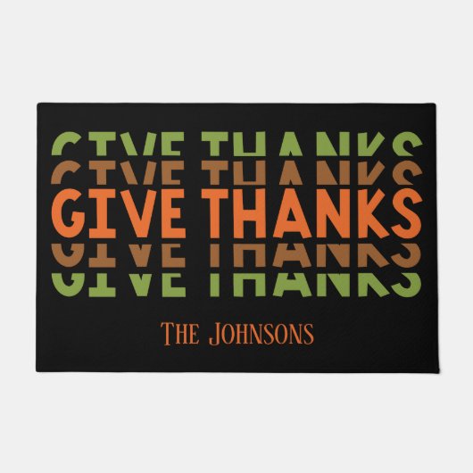 オレンジ与えグ感謝してい秋感謝祭 ドアマット (正面)