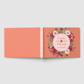 オレンジ中国のフローラ結婚リースの茶道 ゲストブック (全面)