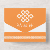 オレンジ中国の色のエレガンス オールインワン招待状 (裏面)