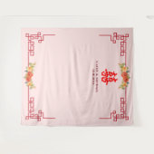 オレンジ中国の色の黄色のフローラ枠茶会 タペストリー (正面(横))