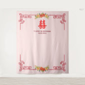 オレンジ中国の色の黄色のフローラ枠茶会 タペストリー (正面)