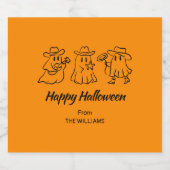オレンジ予測できな色の手描きハ不気味ロウィン スパークリングワインラベル (シングルラベル)